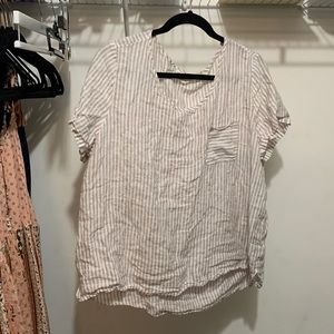 Stripped linen top cute beach vibes top